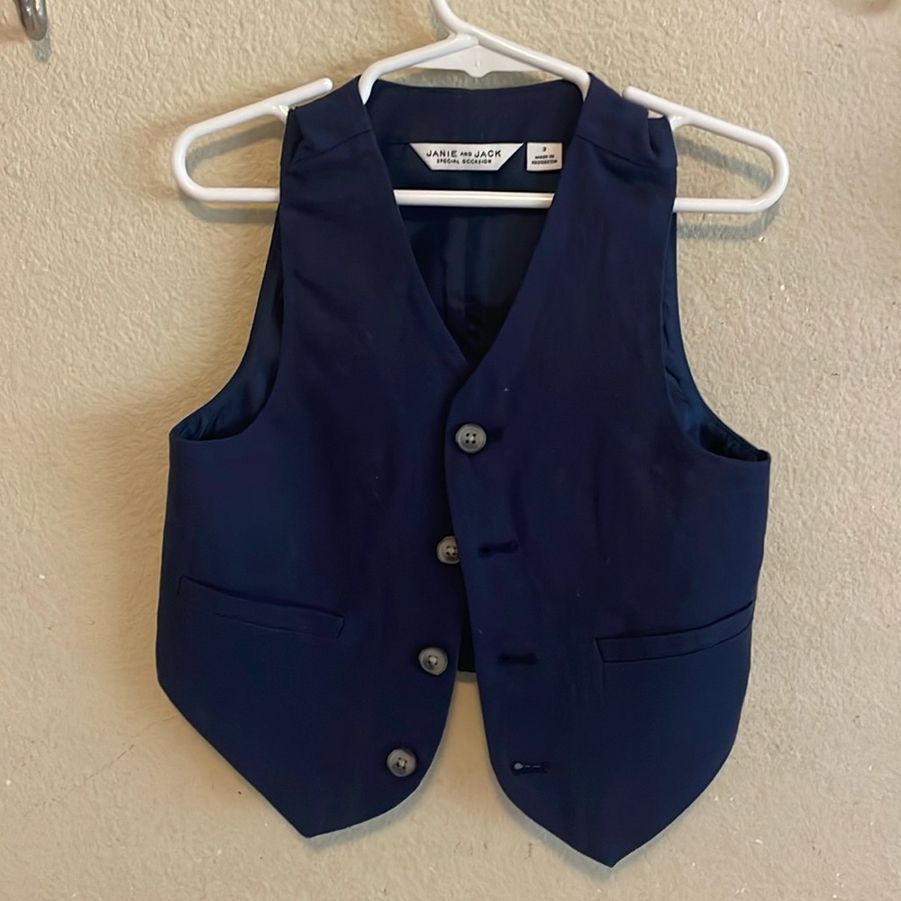 Janie and Jack: Boys Blue linen vest size 3